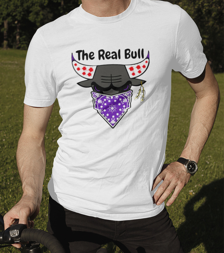 The Real Bull Purple Bandana Horns With Red Accents T-Shirt