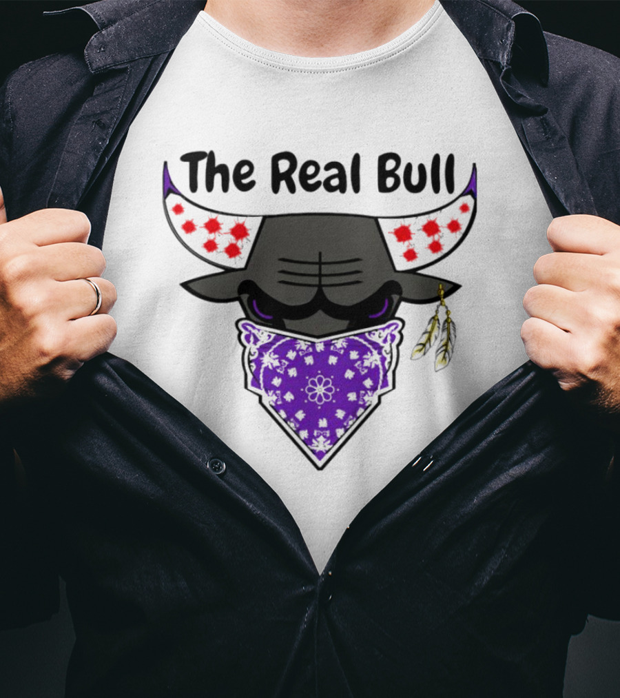 The Real Bull Purple Bandana Horns With Red Accents T-Shirt