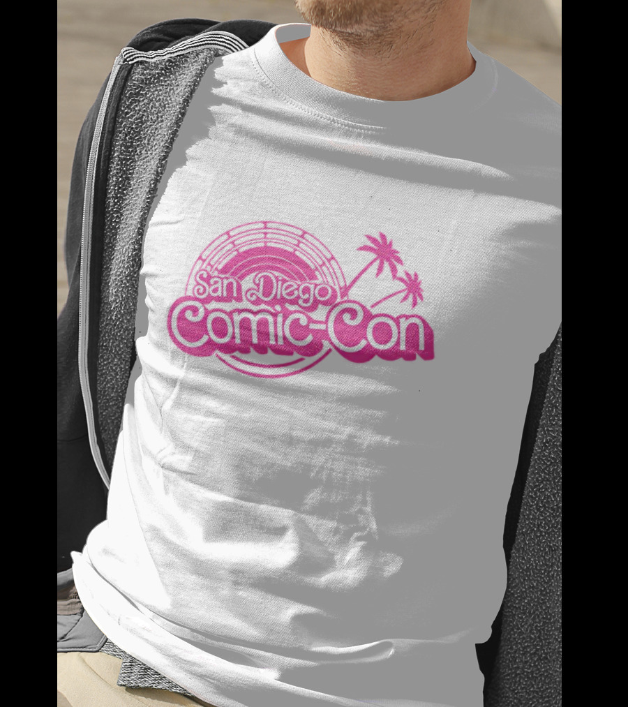 Barbie San Diego Comic-Con Logo With Pink Palm Trees T-Shirt