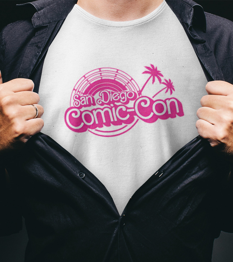 Barbie San Diego Comic-Con Logo With Pink Palm Trees T-Shirt