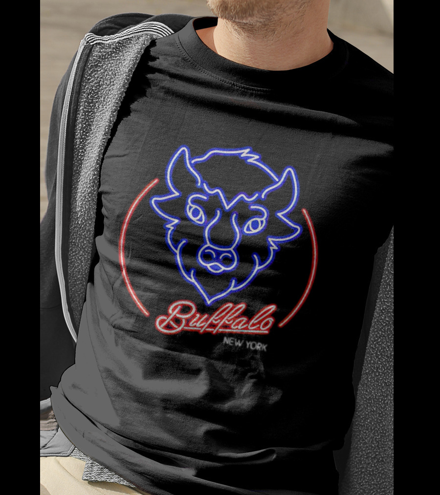 Buffalo New York Neon Bison Head T-Shirt