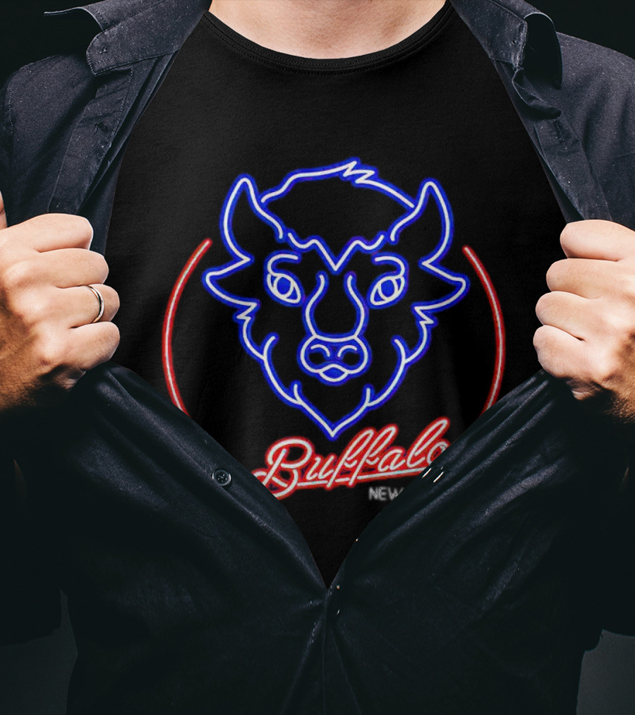 Buffalo New York Neon Bison Head T-Shirt