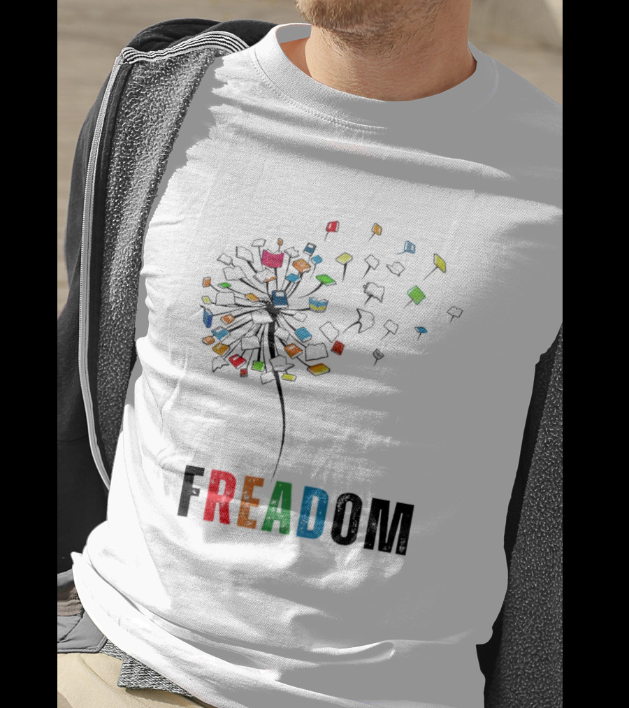Dandelion Freadom Book Colorful Bloom T-Shirt