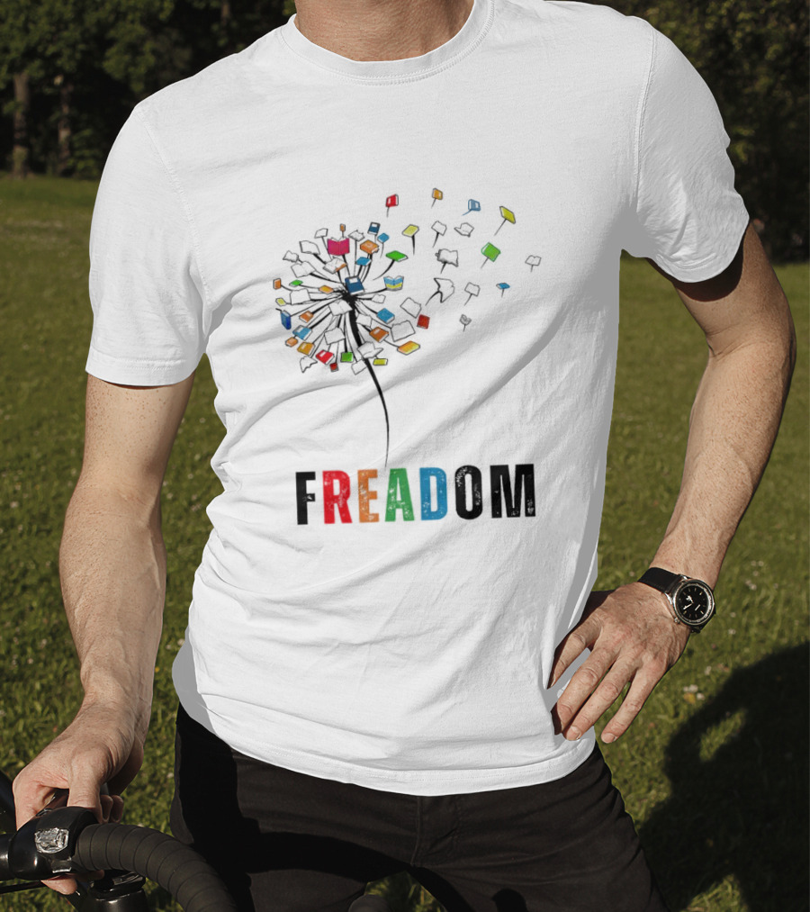 Dandelion Freadom Book Colorful Bloom T-Shirt