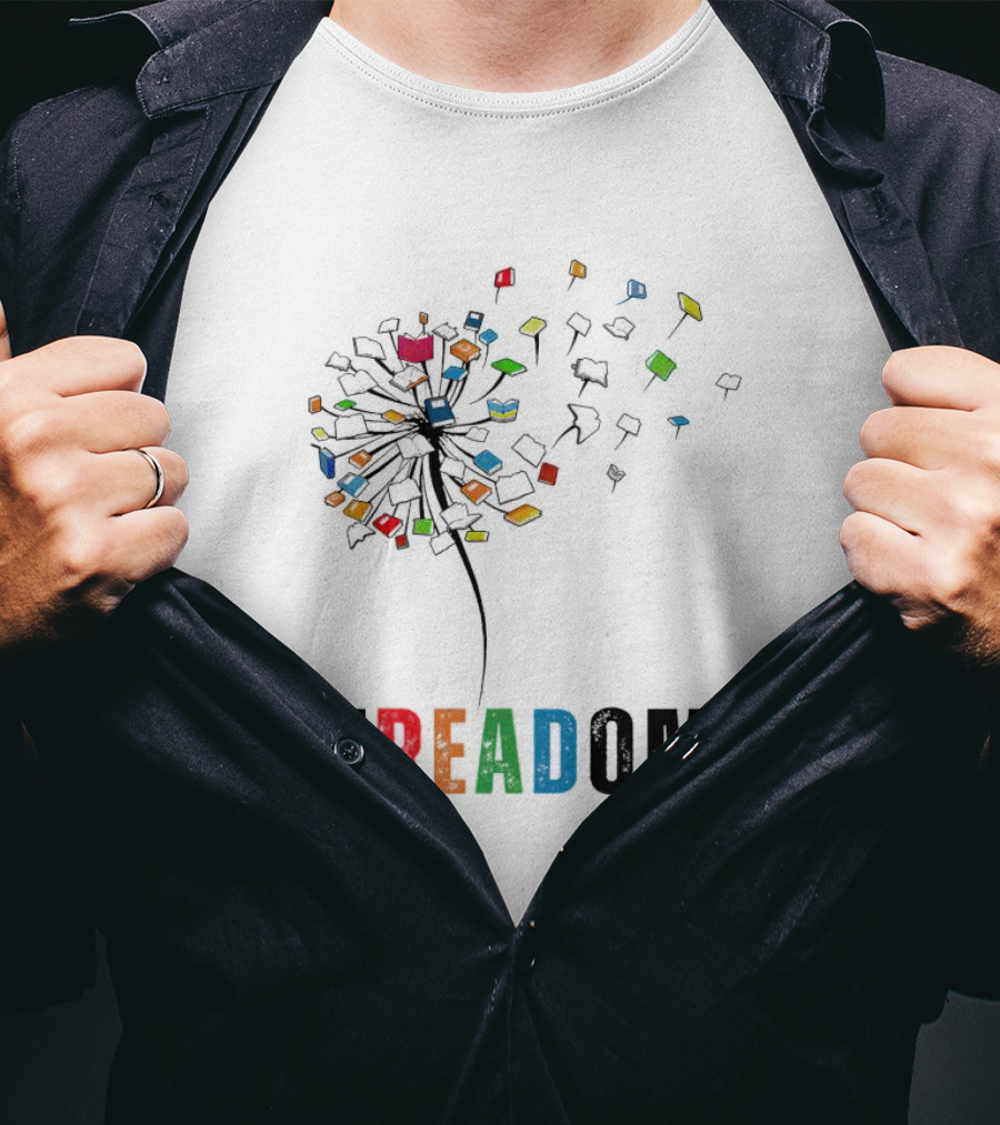 Dandelion Freadom Book Colorful Bloom T-Shirt