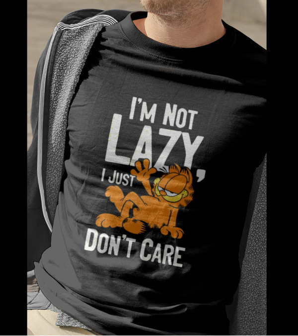 Garfield I'm Not Lazy I Just Don't Care Funny Cat Iconic Cartoon Character T-Shirt