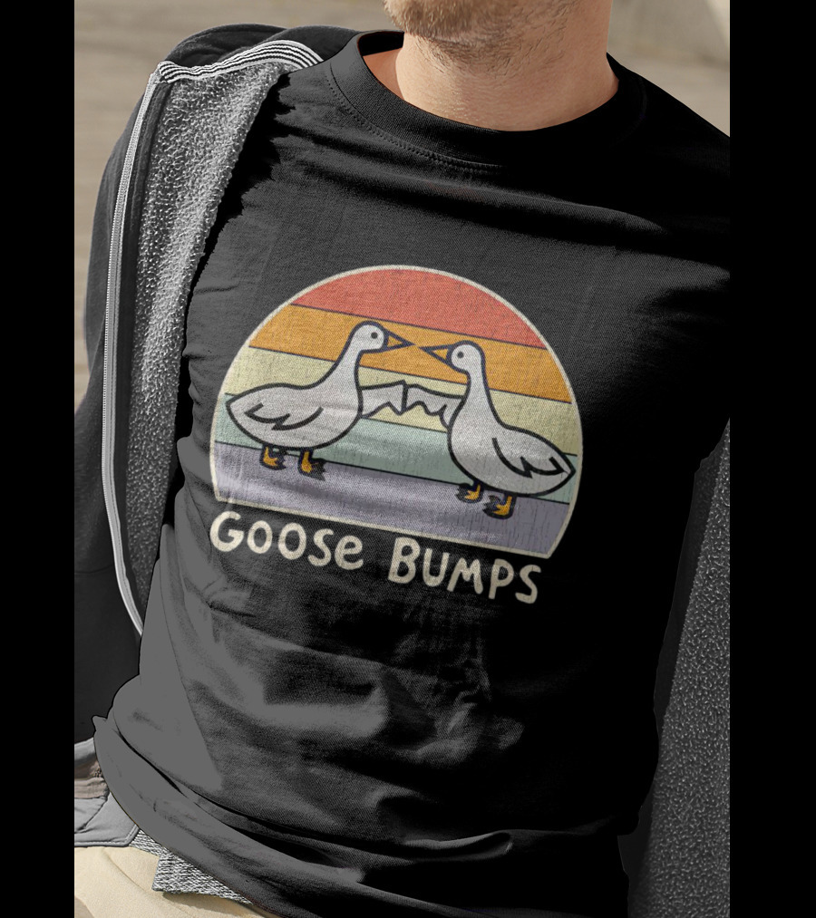 Goose Bumps Retro High Five Geese Pastel Sunset Vintage T-Shirt
