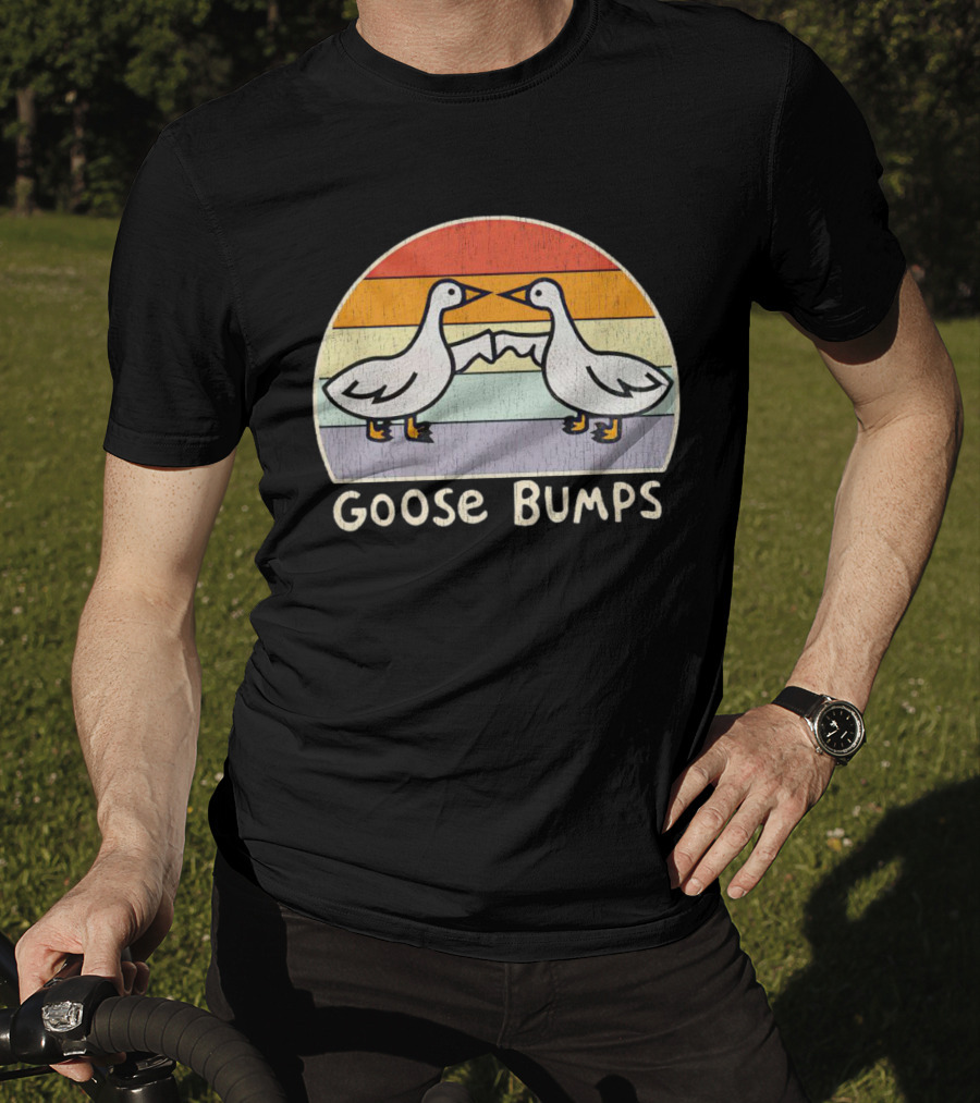 Goose Bumps Retro High Five Geese Pastel Sunset Vintage T-Shirt
