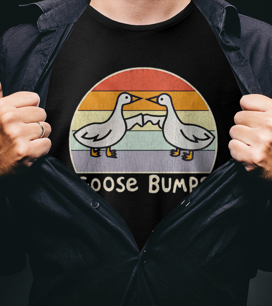 Goose Bumps Retro High Five Geese Pastel Sunset Vintage T-Shirt