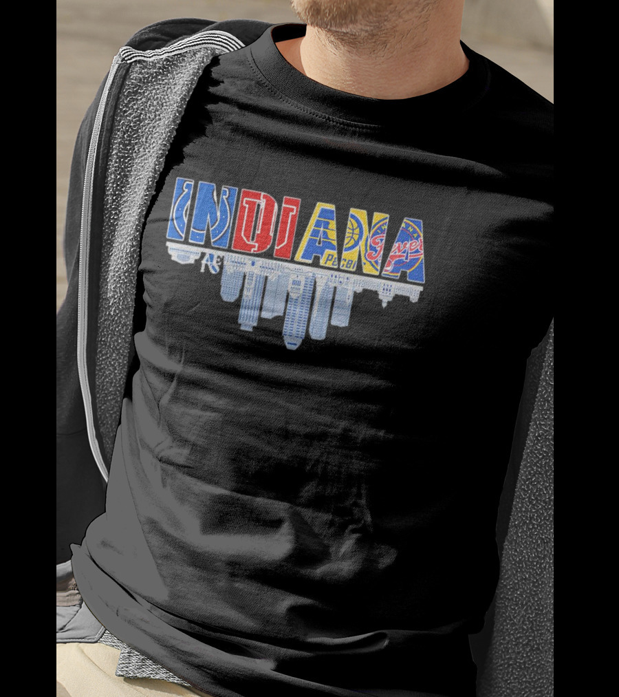 Indiana Colts Pacers Fever Skyline City Sports Icons T-Shirt