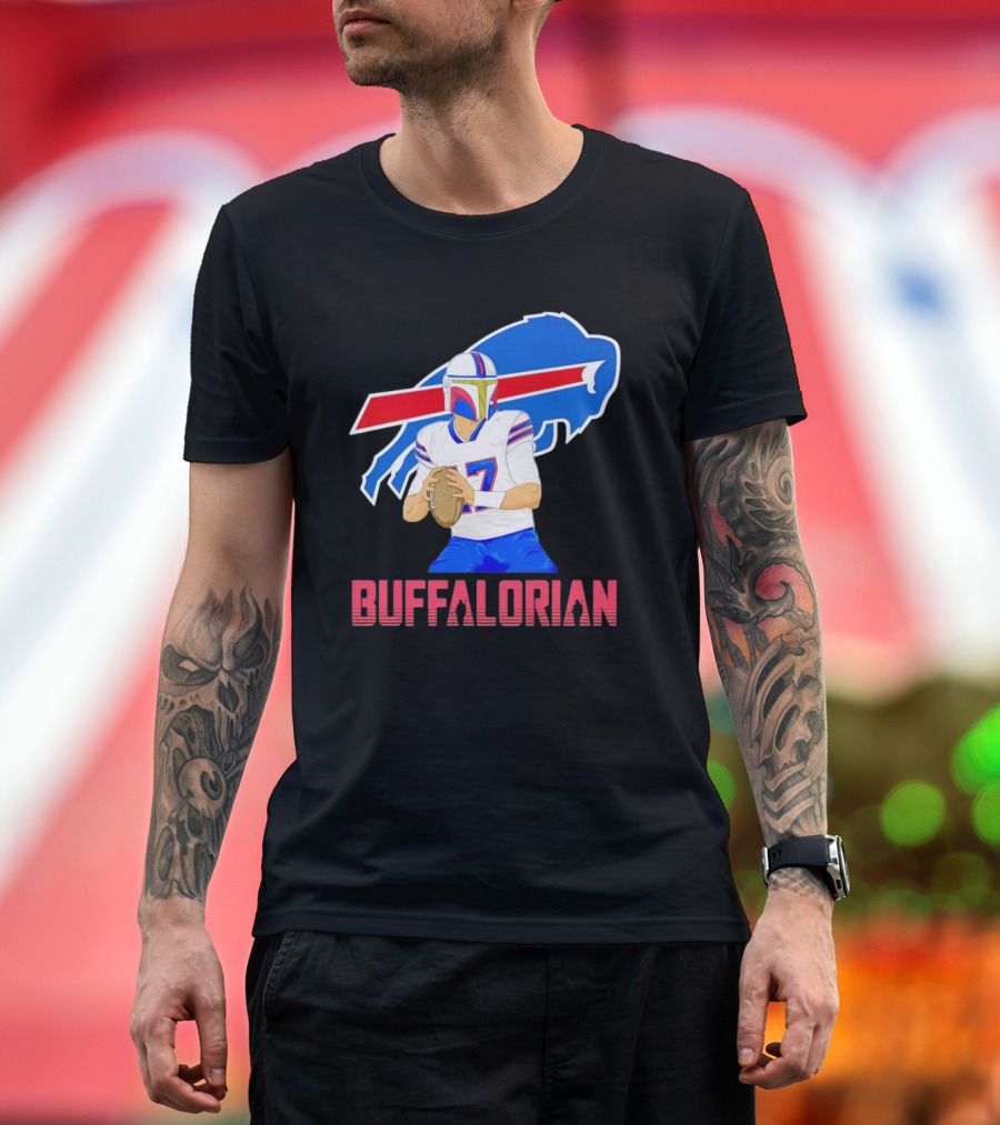 Buffalorian Josh Allen Buffalo Bills Mandalorian Helmet T-Shirt