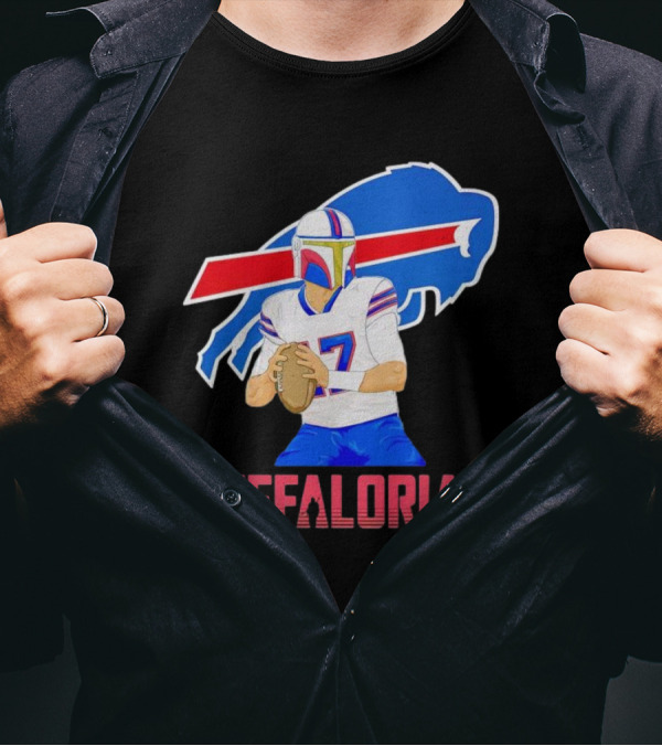 Buffalorian Josh Allen Buffalo Bills Mandalorian Helmet T-Shirt