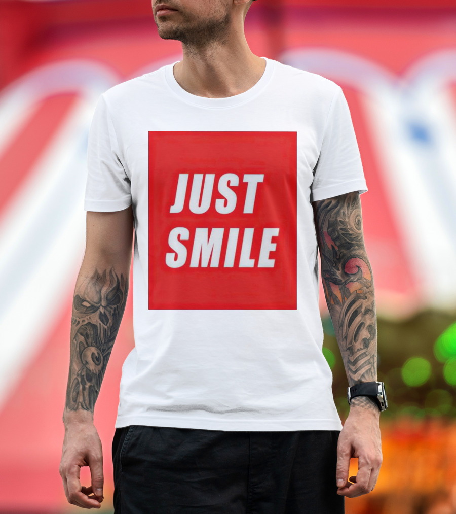 Just Smile Red Block T-Shirt