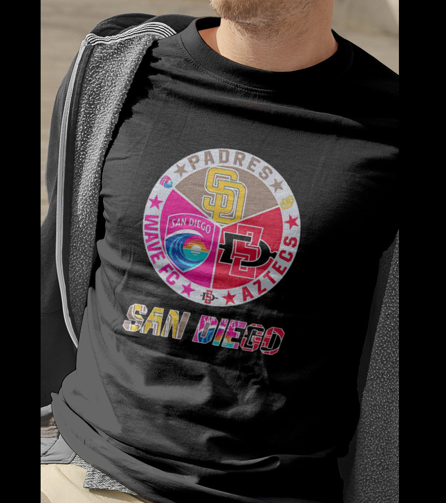 San Diego Padres Wave FC Aztecs Sports Team T-Shirt