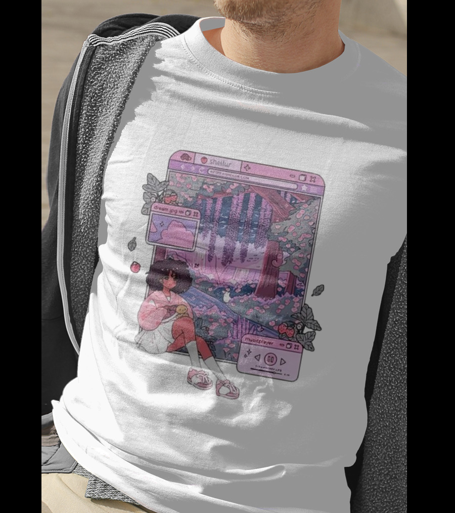 Sheilur Dreamy Strawberry Dream PNG Music Player T-Shirt