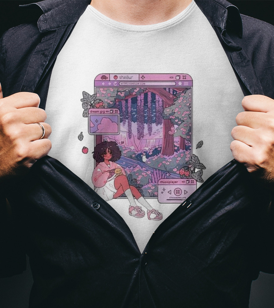 Sheilur Dreamy Strawberry Dream PNG Music Player T-Shirt