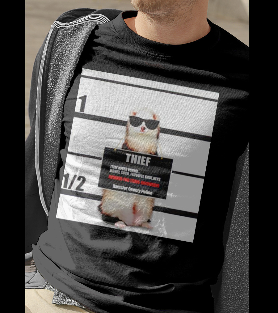 THIEF Item Never Found Money Sock Favorite Shoe Keys Reward For Ferret Hamster County Police T-Shirt