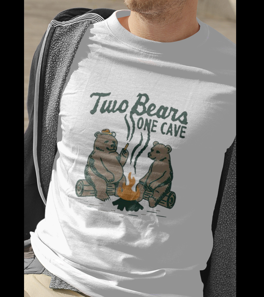 Two Bears One Cave Campfire Logs And Flames T-Shirt