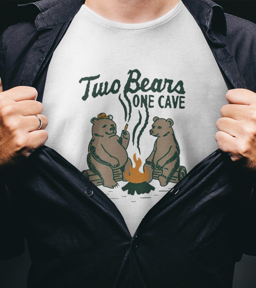 Two Bears One Cave Campfire Logs And Flames T-Shirt