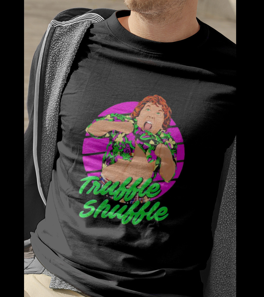 Truffle Shuffle 80s Retro Style With Hawaiian Shirt And Neon Colors T-Shirt