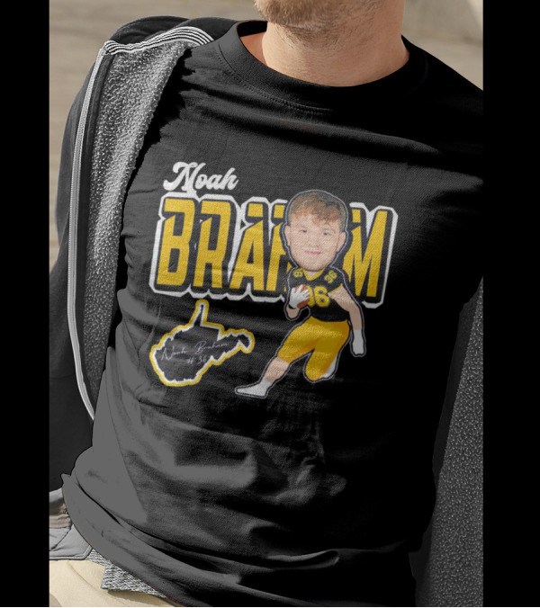 Noah Braham WVU Football Caricature With Jersey Number 36 And Signature T-Shirt