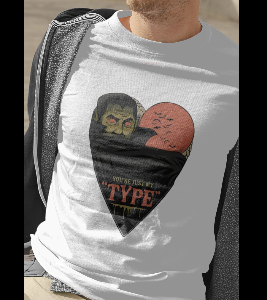 You’re Just My Type Horror Halloween Vampire With Red Moon And Bats T-Shirt