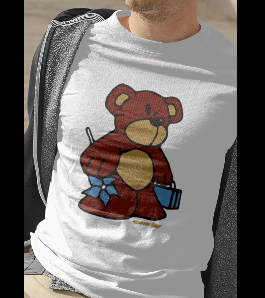 Ricky Montgomery Teddy Bear With Blue Flower And Suitcase T-Shirt