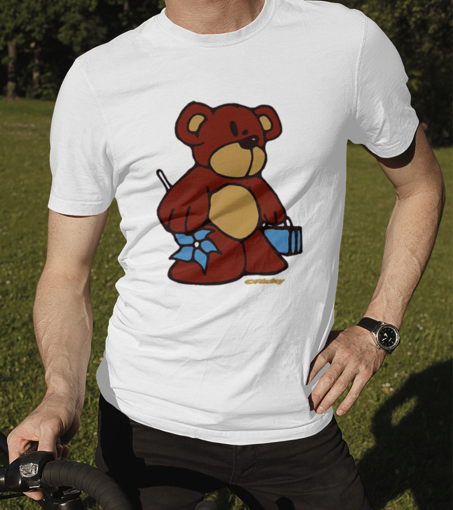 Ricky Montgomery Teddy Bear With Blue Flower And Suitcase T-Shirt