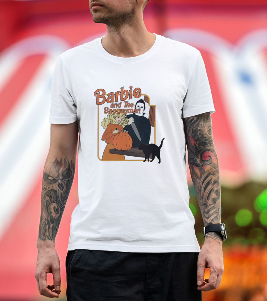 Barbie and The Boogeyman Halloween Pumpkin Cat Scene T-Shirt