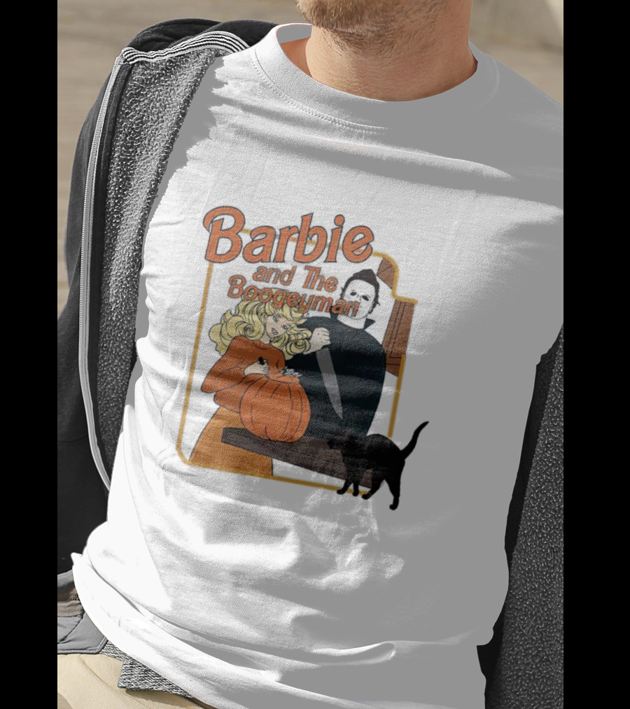 Barbie And The Boogeyman Halloween Pumpkin Cat Scene T-Shirt