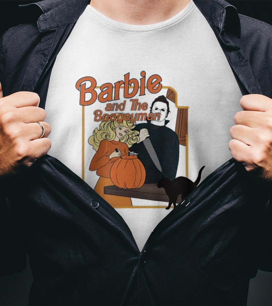 Barbie And The Boogeyman Halloween Pumpkin Cat Scene T-Shirt