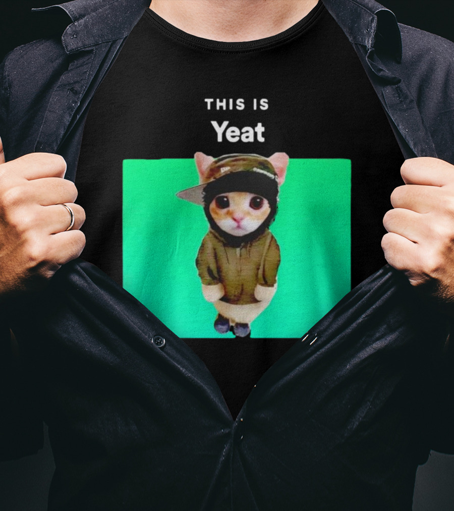 This Is Yeat Cute Cat In Hoodie And Cap T-Shirt