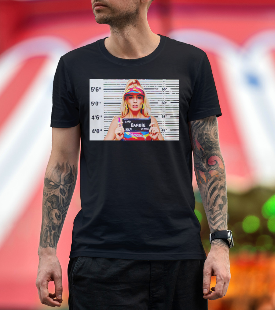 LAPD Barbie Mugshot Colorful T-Shirt