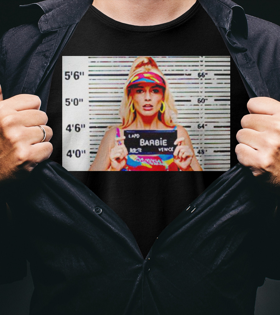 LAPD Barbie Mugshot Colorful T-Shirt