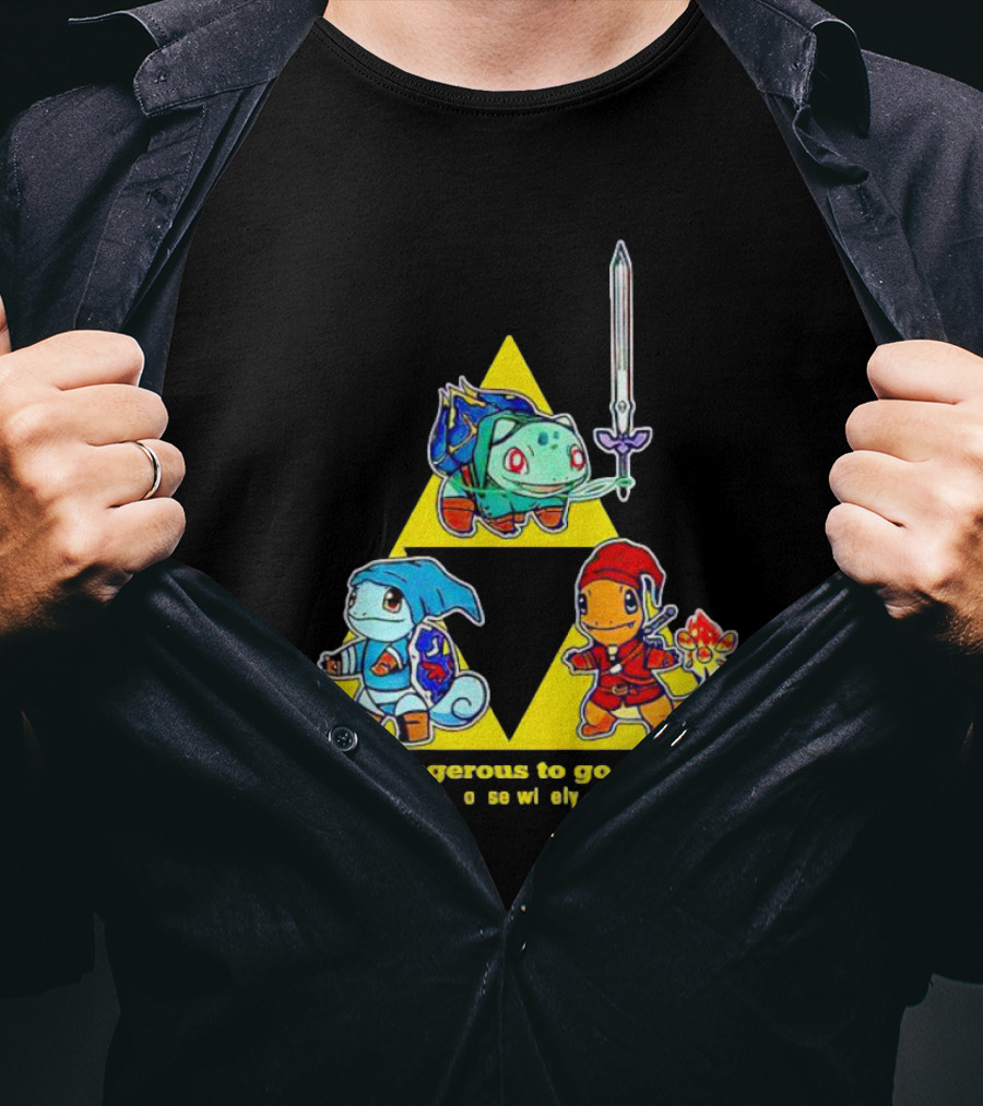 Pokemon Triforce Crossover It's Dangerous To Go Alone Choose Wisely T-Shirt
