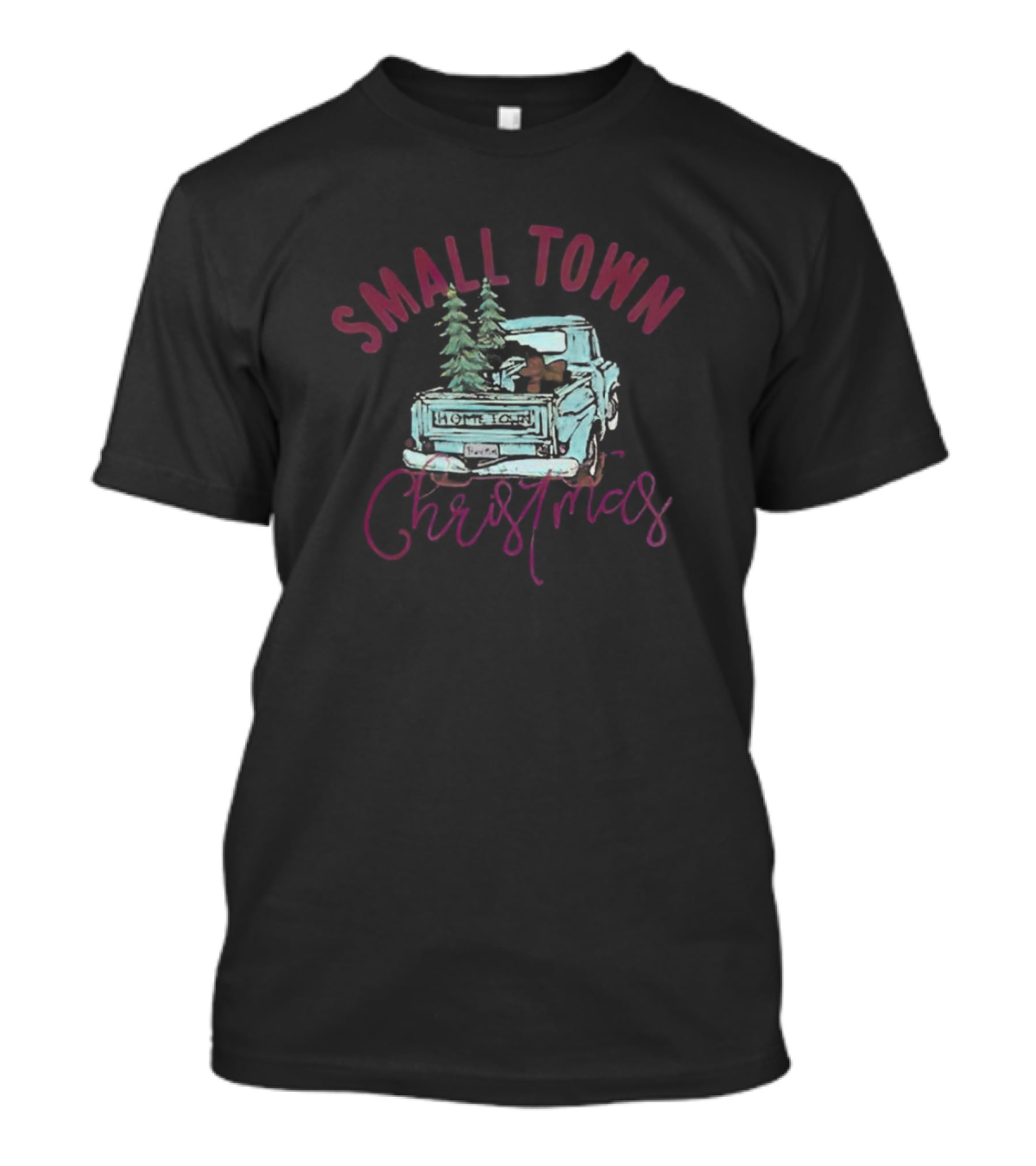 Small Town Christmas Vintage Truck With Trees T-Shirt
