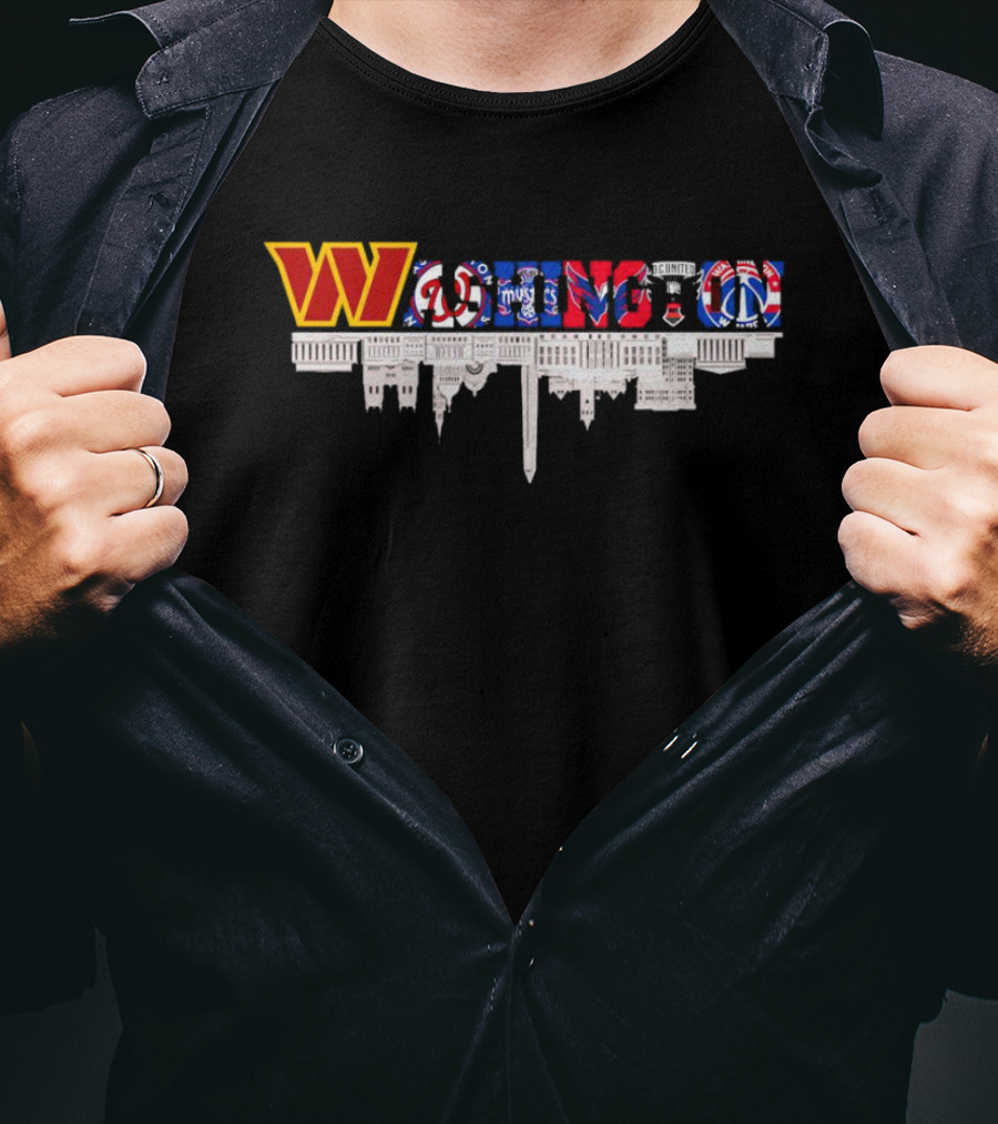 Washington Skyline With Sports Team Logos Cityscape T-Shirt