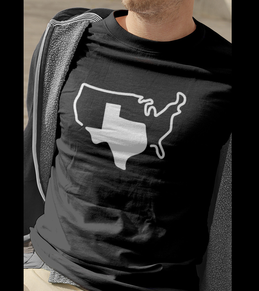Texas Shape Overlay On United States Outline America Grand Texas T-Shirt