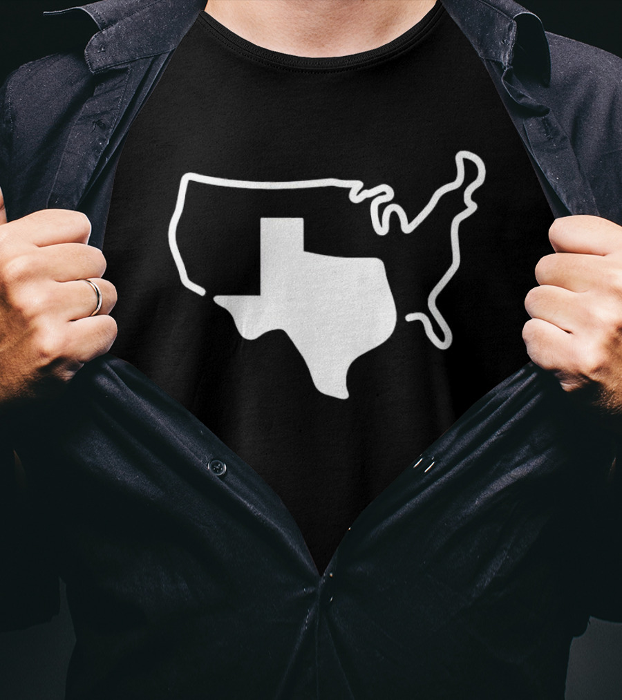 Texas Shape Overlay On United States Outline America Grand Texas T-Shirt