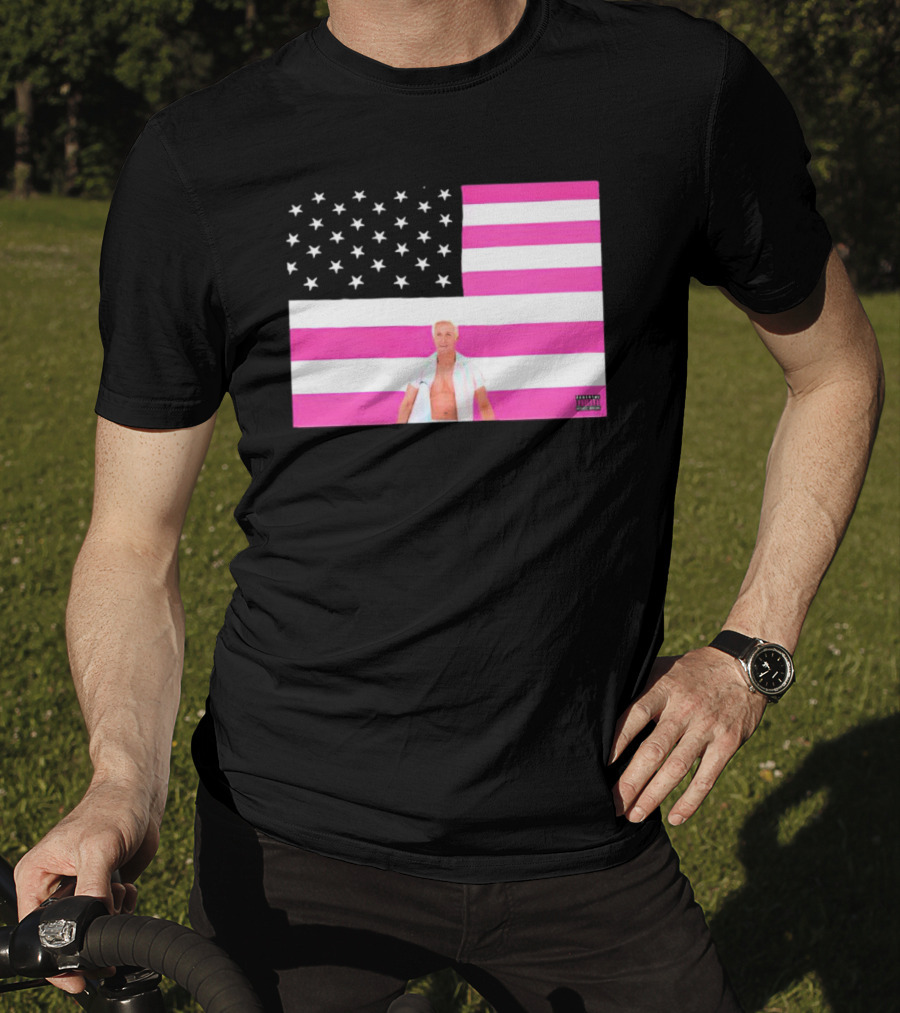American Flag Barbie Ken Pink T-Shirt