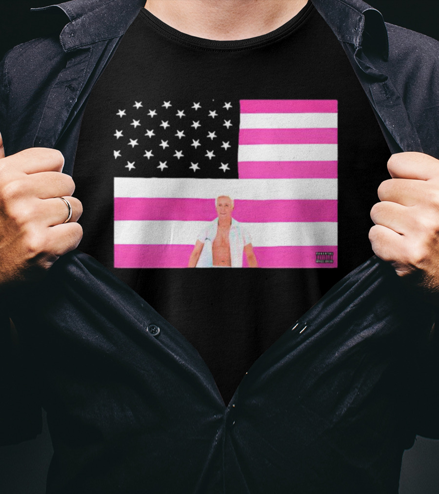 American Flag Barbie Ken Pink T-Shirt