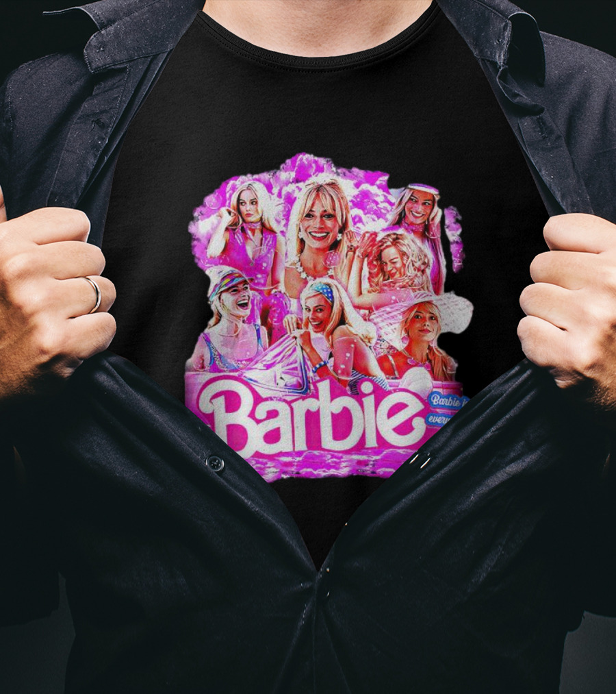 Barbie Is Everywhere Pink Collage Compilation T-Shirt