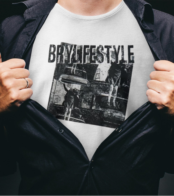 BRYLIFESTYLE Causing A Disturbance With Retro Car And Levitating Figures T-Shirt