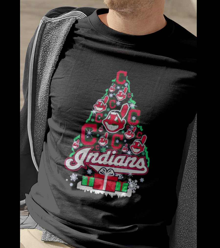 Cleveland Indians Christmas Tree Holiday T-Shirt