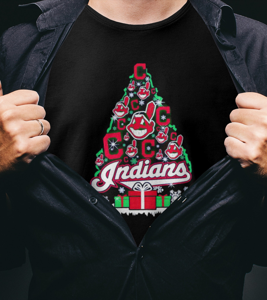 Cleveland Indians Christmas Tree Holiday T-Shirt
