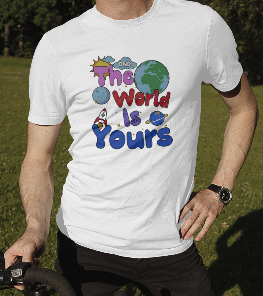 Dnd The World Is Yours Earth Moon Rocket Saturn T-Shirt