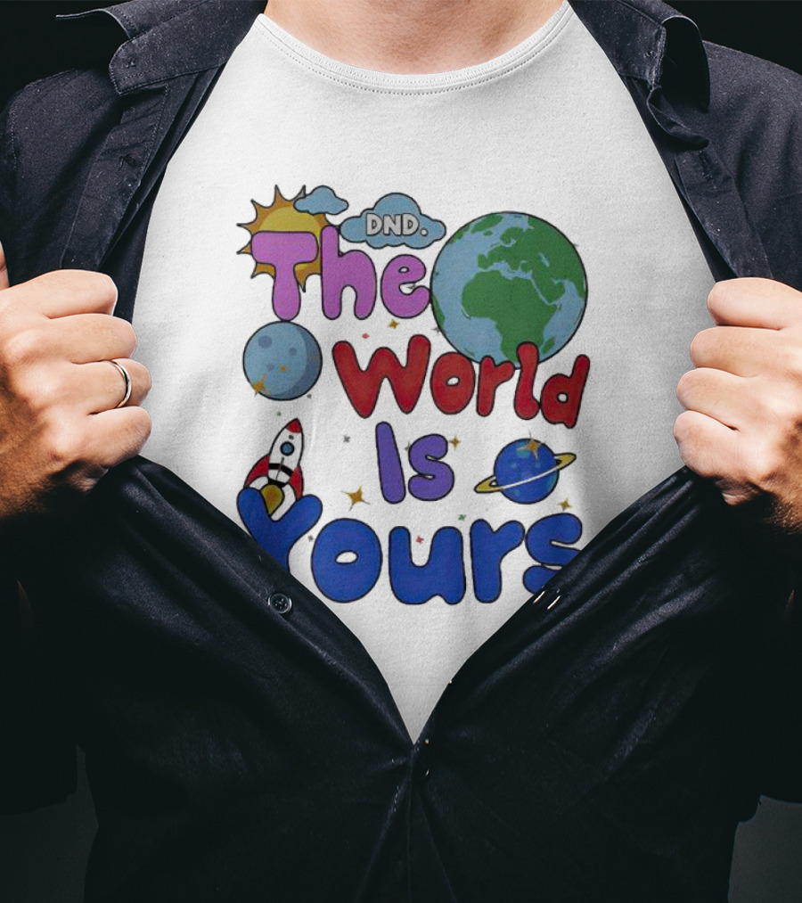 Dnd The World Is Yours Earth Moon Rocket Saturn T-Shirt