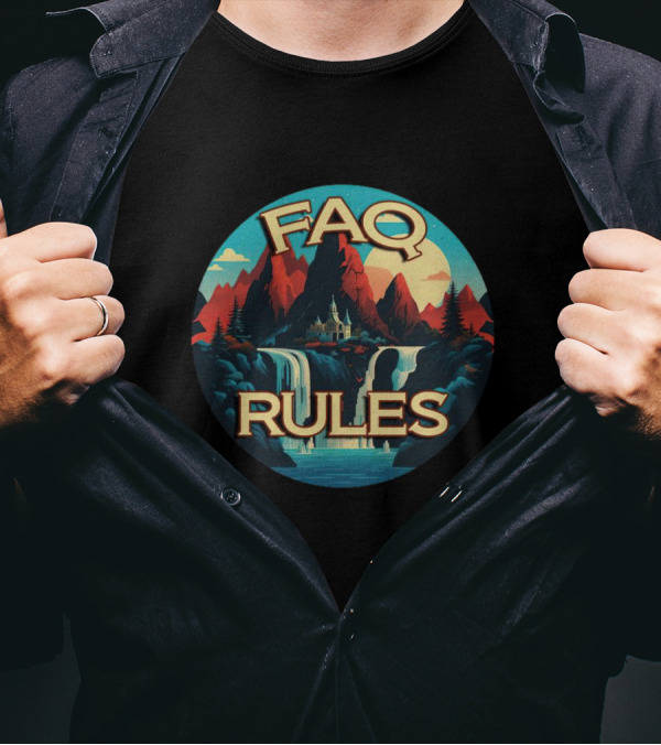 FAQ Rules Mountain Waterfall Landscape T-Shirt