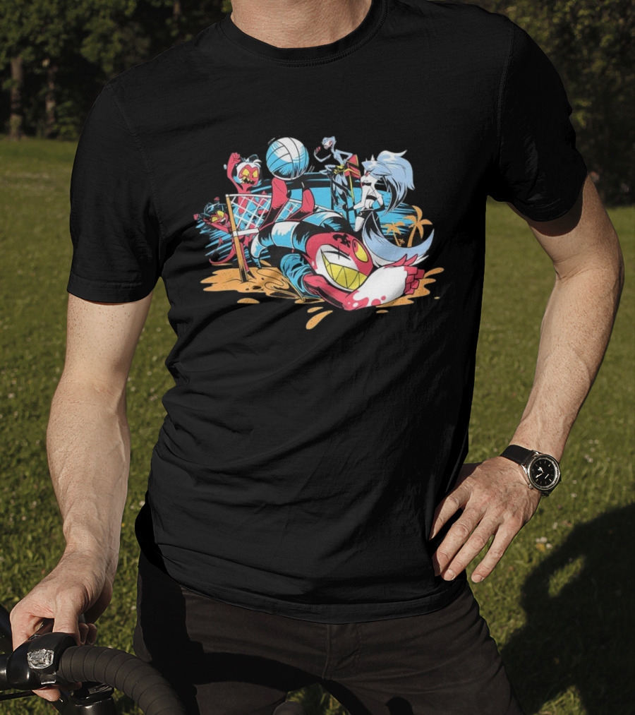 IMP Summer Beach Volleyball Cartoon Characters Fun T-Shirt