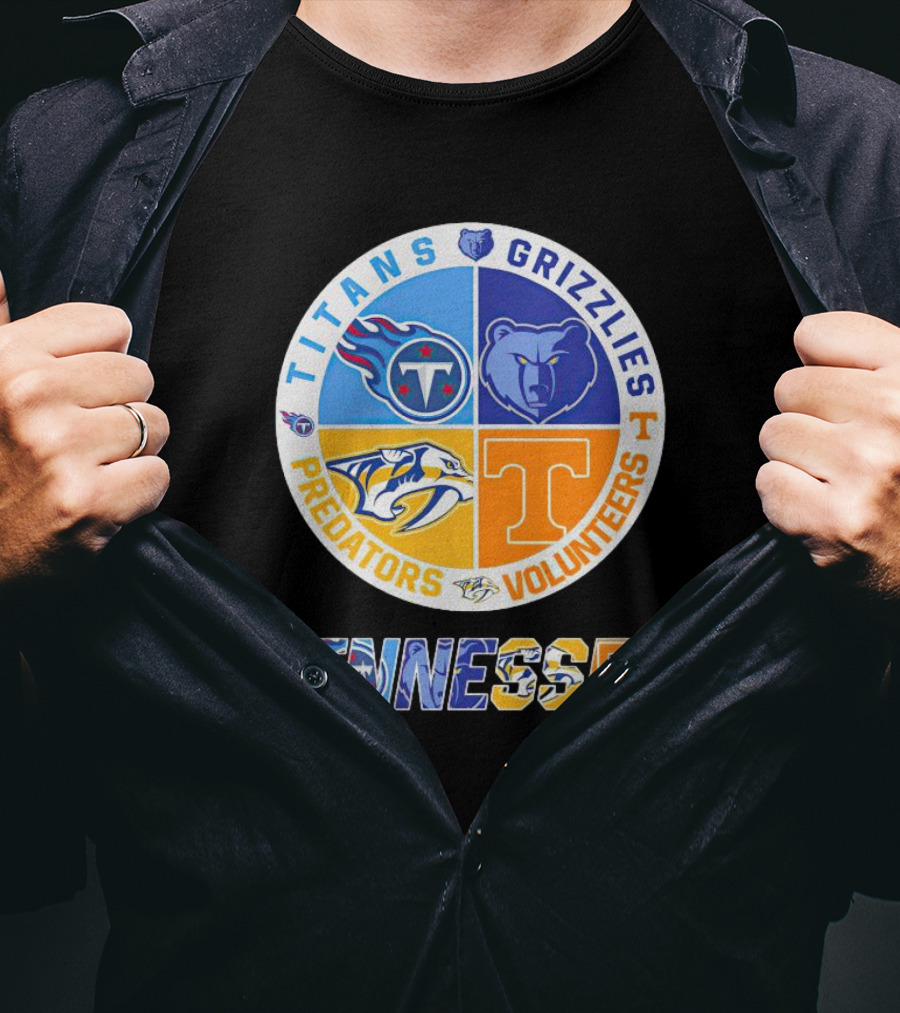 Tennessee Titans Grizzlies Predators Volunteers Sports Team T-Shirt